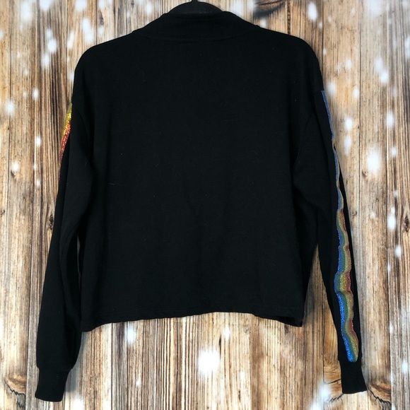 Disney Mickey Mouse Quarter Zip Rainbow Retro Cropped Long Sleeve Sweatshirt - Picture 6 of 6